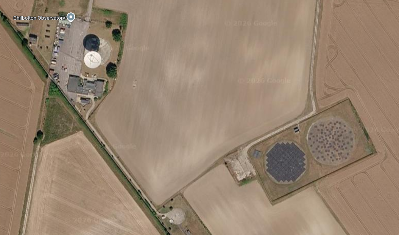 LOFAR array - the two circular objects at the bottom right (Credit: Google Maps)