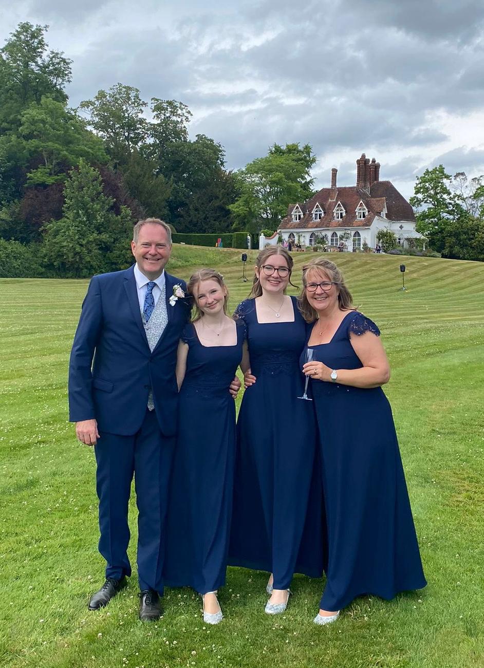 David, Francesca, Charlie and Denise at a wedding at Houghton Lodge in 2022