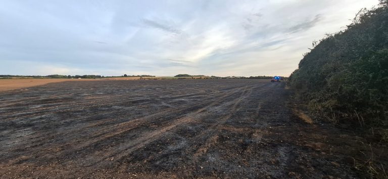 Blackened and charred fields and hedges (Credit: HWIFRS)