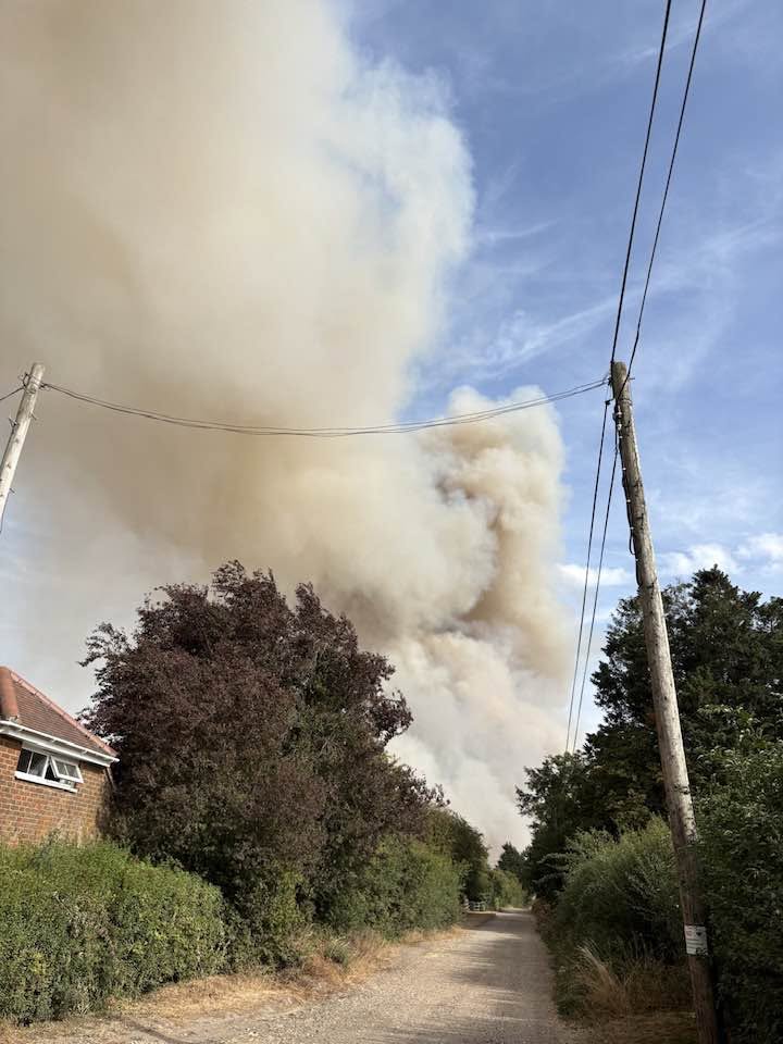 Smoke seen from Drove Road, taken from outside the HWIFRS cordon (Credit: Debbie Collis)