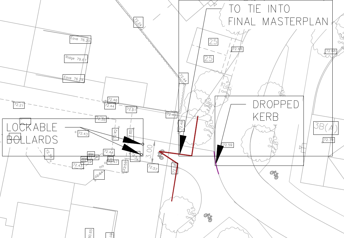 Drawing of access from Eastman&rsquo;s Field (Credit: Ridge)