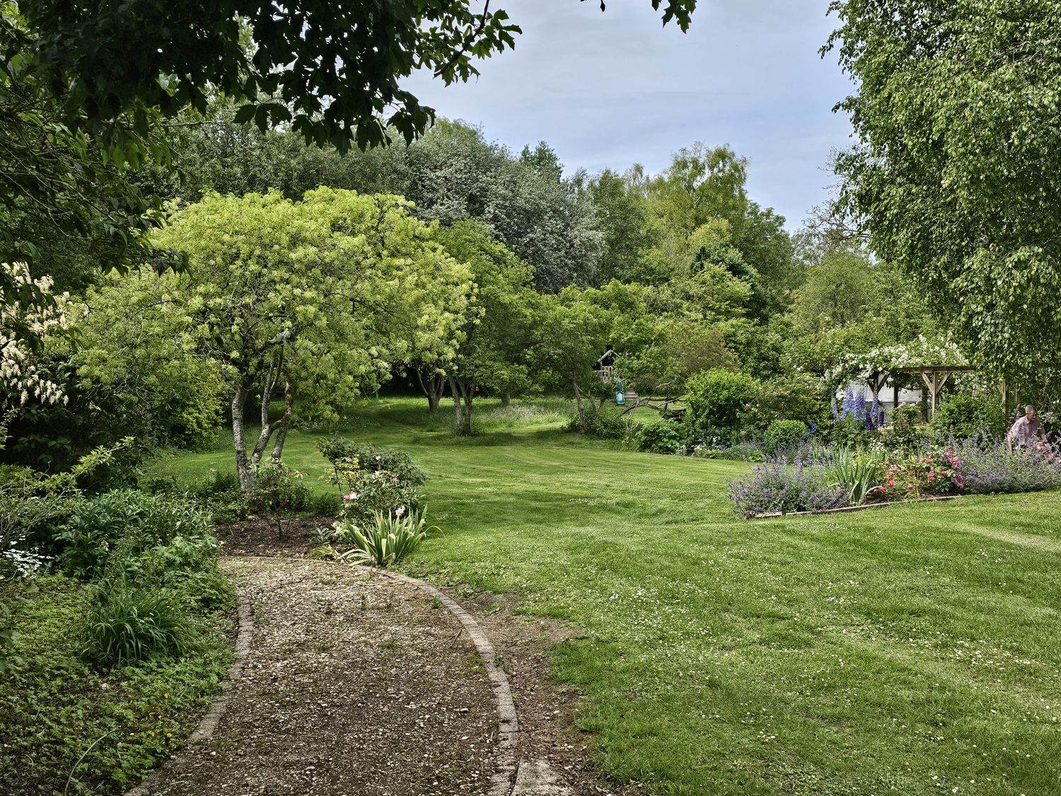 Hazel House: view down the garden