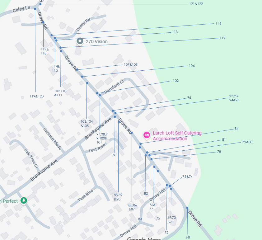 Survey locations - Drove Road