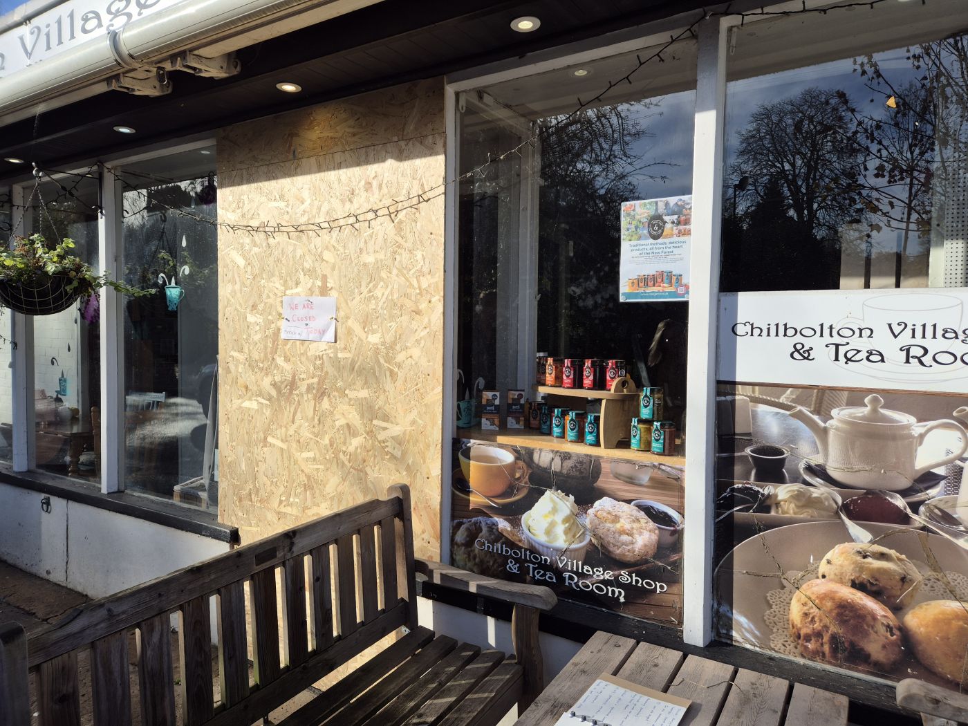 Police boarded up the Shop door